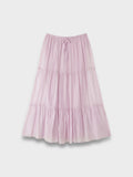 Tiered silk skirt with lace